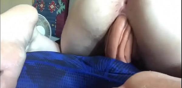  My Snowbunny wife finally takes the cock she deserves! (13 inch dildo)